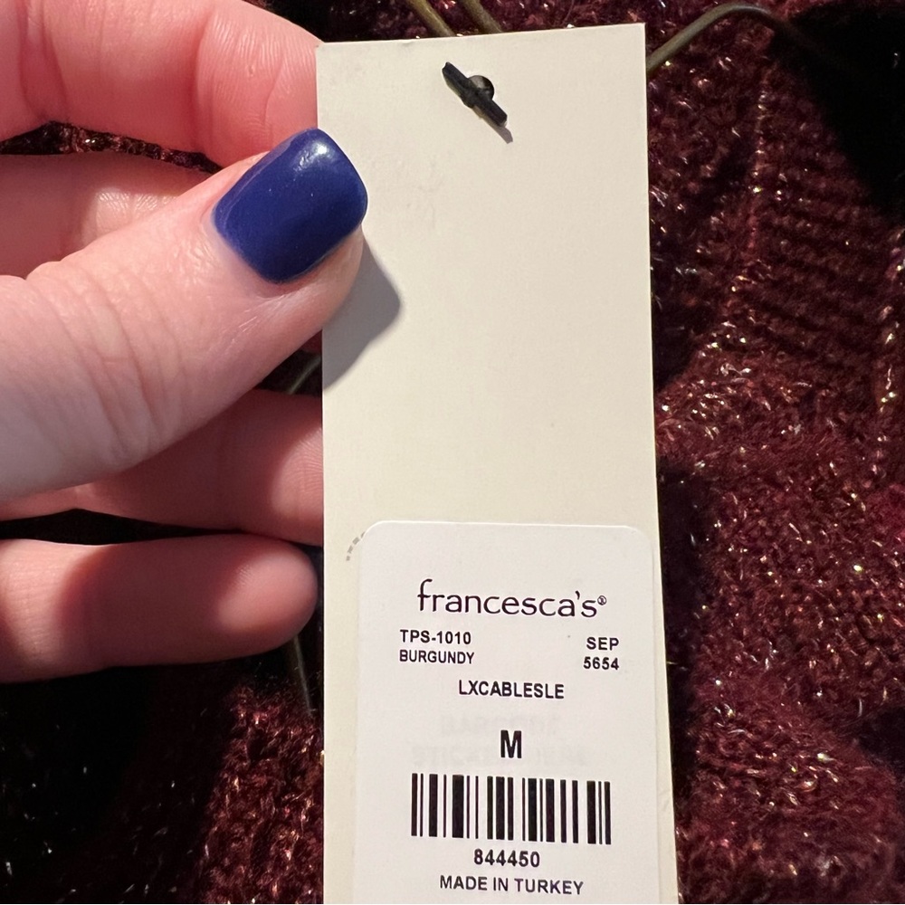 NWT Francesca’s Burgundy Shimmer Knit Sweater Dress - Picture 8 of 10